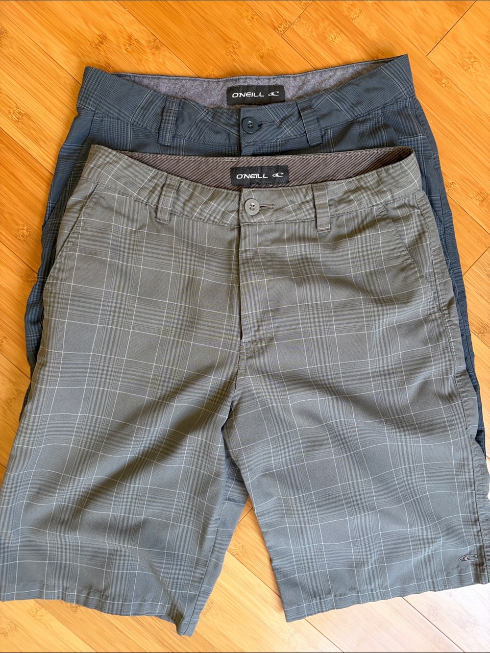 O'Neill Men's Grey Plaid and Navy Chino Shorts